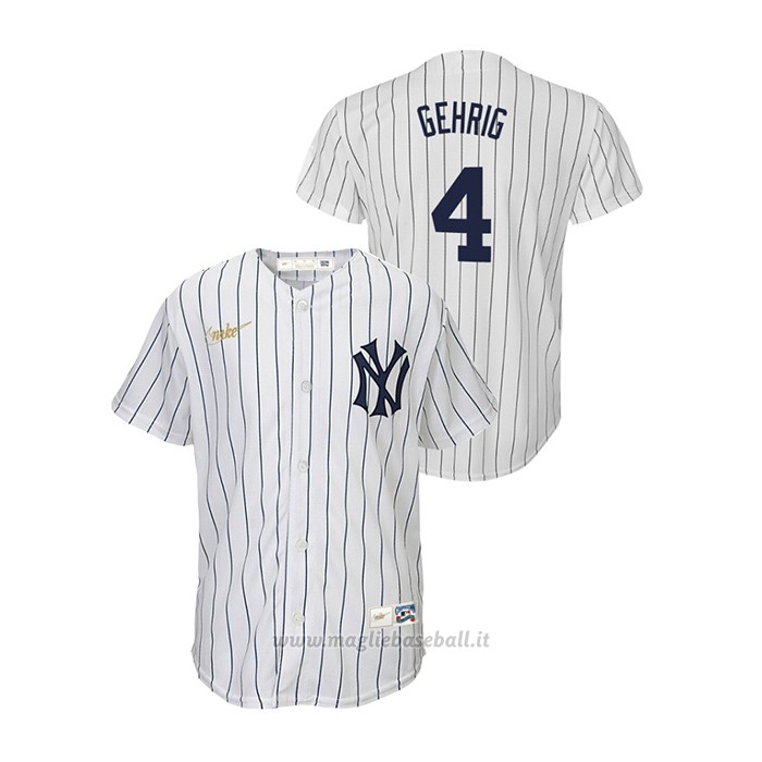 Maglia Baseball Bambino New York Yankees Lou Gehrig Cooperstown Collection Primera Bianco